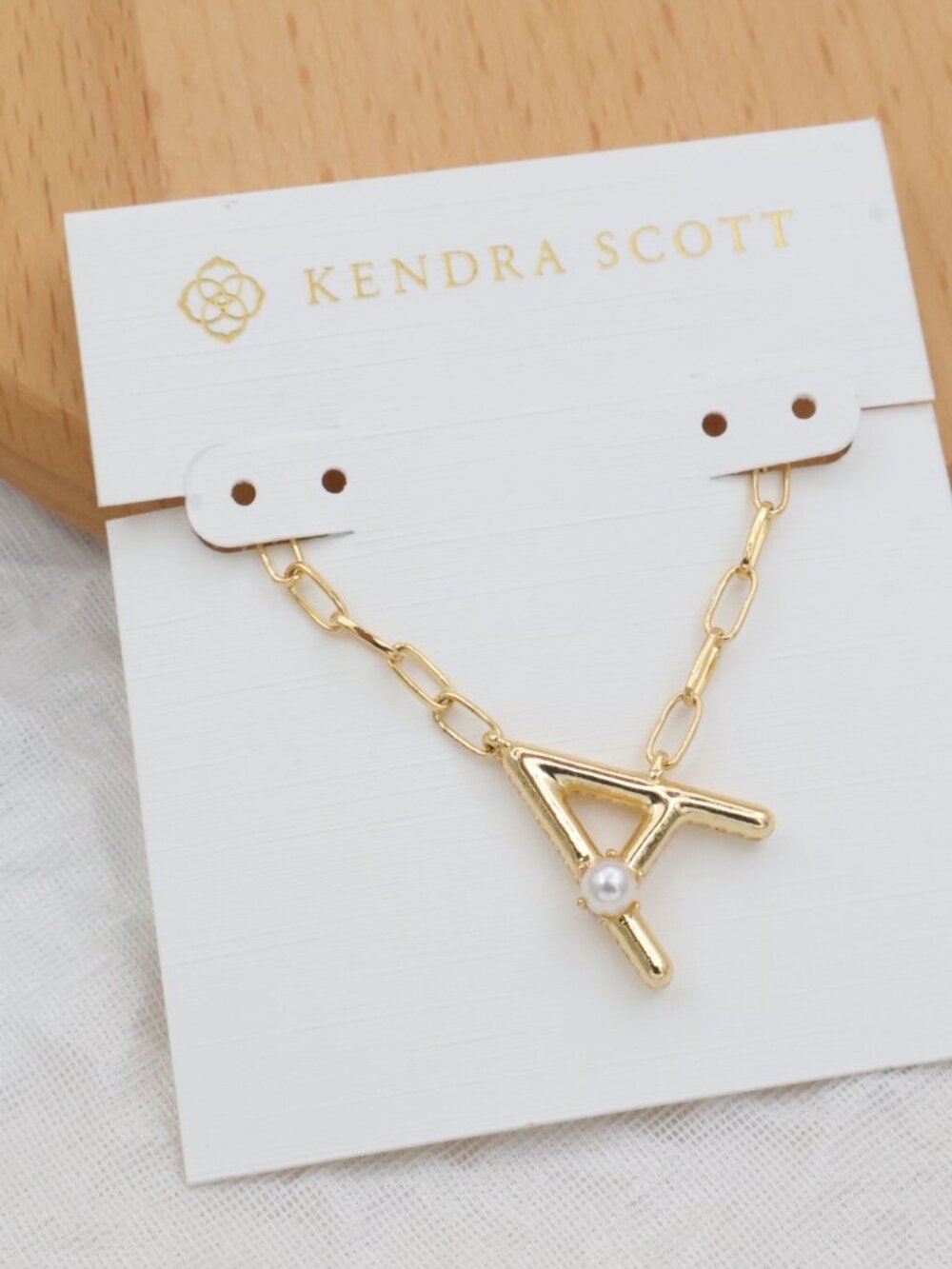 Kendra Scott Letter A Gold Pearl Pendant Necklace